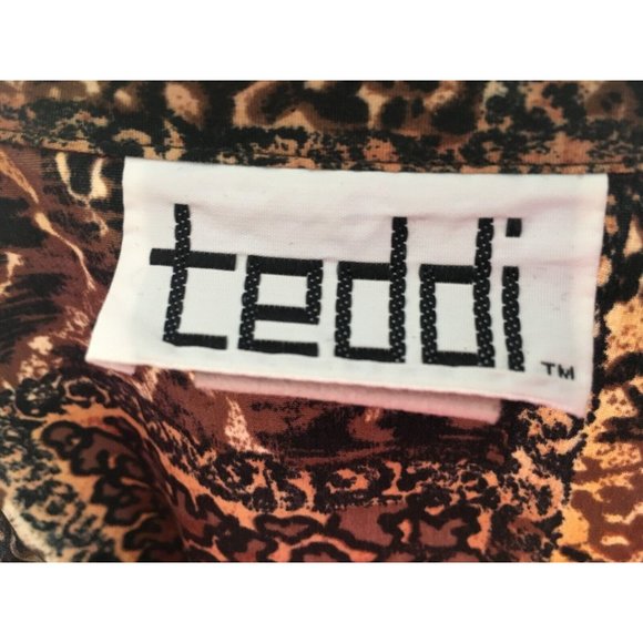 Teddi Lightweight Jacket Mixed Animal Print Brown Full Zip Fall Large 80s Style - Picture 5 of 9